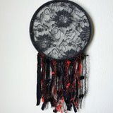 Black Lace And Orange Earring Hanger And Decor With Spider Accent