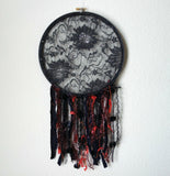 Black Lace And Orange Earring Hanger And Decor With Spider Accent