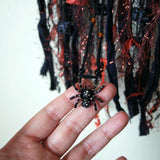 Black Lace And Orange Earring Hanger And Decor With Spider Accent