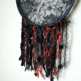 Black Lace And Orange Earring Hanger And Decor With Spider Accent