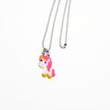 Small Beaded Pink Unicorn Necklace On Small Ball Chain