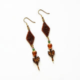 Topaz Gold Luster Color Autumn Leaves Long Statement Earrings