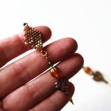 Topaz Gold Luster Color Autumn Leaves Long Statement Earrings