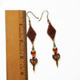 Topaz Gold Luster Color Autumn Leaves Long Statement Earrings