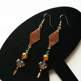 Topaz Gold Luster Color Autumn Leaves Long Statement Earrings