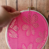 Hot Pink Floral And White Small Earring Hanger And Wall Decor