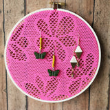 Hot Pink Floral And White Small Earring Hanger And Wall Decor