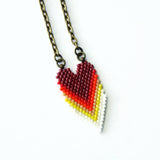 Retro Rainbow Cascading Heart Necklace