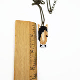 Tan And Black Beaded Horse Head Necklace On Adjustable Chain