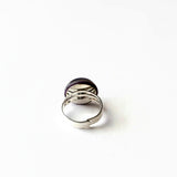 Purple Gray Flecked Glass Adjustable Silver Plated Cocktail Ring