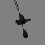 Blackbird Statement Necklace On Adjustable Black Chain