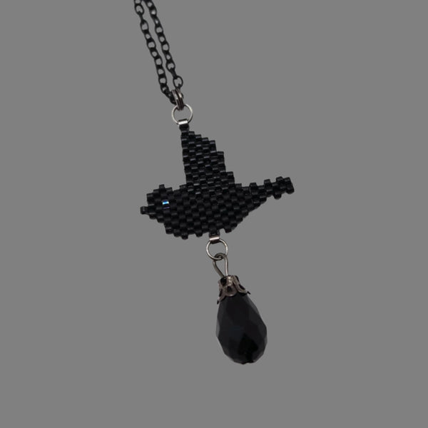 Blackbird Statement Necklace On Adjustable Black Chain