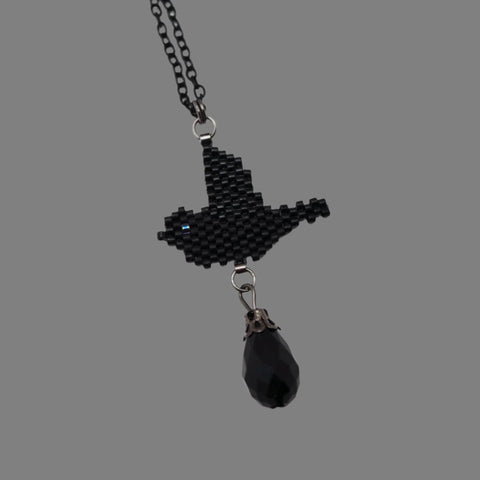 Blackbird Statement Necklace On Adjustable Black Chain
