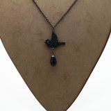 Blackbird Statement Necklace On Adjustable Black Chain
