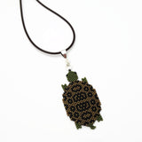 Large Terrapin Turtle Beaded Artisan Unisex Necklace On Adjustable Cord