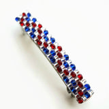 Patriotic French Barrette Red, Silver, Blue For 4th Of July