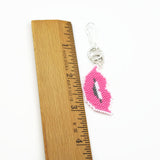 Pink Lips Beaded Charm