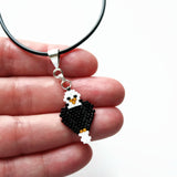 Small Bald Eagle Americana Beaded Charm On Adjustable Cord