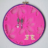 Hot Pink And Purple 80s Style Earring Hanger And Wall Decor