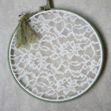 Sage Green Earring Hanger And Wall Decor With Ceramic Flower Accent