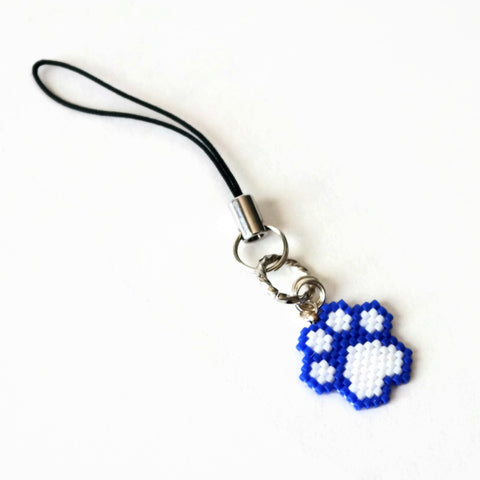 Blue And White Beaded Cat Paw Charm