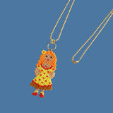 Bright Hand Beaded Charm Doll On Long Ball Chain, 35 Inches