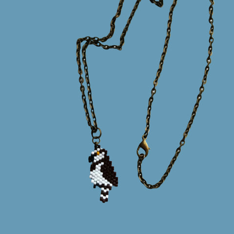 Osprey Beaded Long Necklace For Bird Lovers And Watchers, 24 Inch Chain