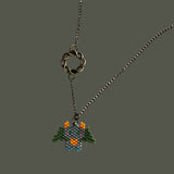 Beaded Dragon In Green And Gray With Celtic Infinity Charm, Lobster Clasp Closure