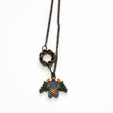 Beaded Dragon In Green And Gray With Celtic Infinity Charm