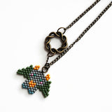 Beaded Dragon In Green And Gray With Celtic Infinity Charm