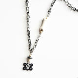 Mini Skull And Cross Bones Statement Necklace With Ceramic Bone Accent