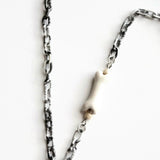 Mini Skull And Cross Bones Statement Necklace With Ceramic Bone Accent