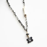 Mini Skull And Cross Bones Statement Necklace With Ceramic Bone Accent