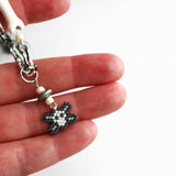 Mini Skull And Cross Bones Statement Necklace With Ceramic Bone Accent