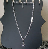Mini Skull And Cross Bones Statement Necklace With Ceramic Bone Accent
