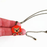 Beaded Baby Lion Charm On Adjustable Necklace
