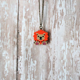 Beaded Baby Lion Charm On Adjustable Necklace