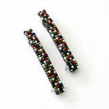 Small Christmas Themed Beaded French Barrettes, 60mm