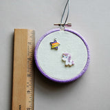 Mini Purple Unicorn Wall Hanging With Star Accent, 3 Inch Decor