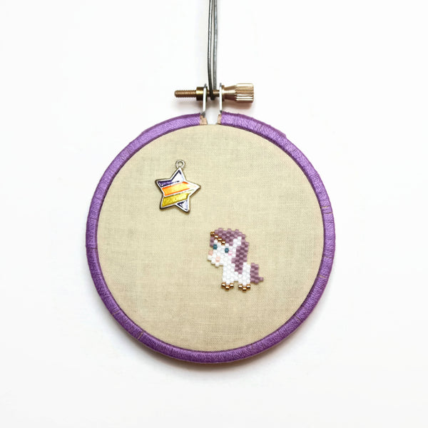 Mini Purple Unicorn Wall Hanging With Star Accent, 3 Inch Decor