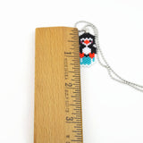 Penguin On Ice Cube Charm On Silver Tone Small Ball Chain Necklace