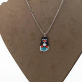 Penguin On Ice Cube Charm On Silver Tone Small Ball Chain Necklace