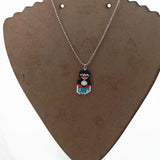 Penguin On Ice Cube Charm On Silver Tone Small Ball Chain Necklace