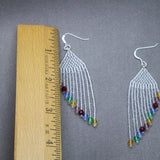 Rainbow Color Glass And Crystal Beaded Artisan Earrings