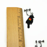 Red Winged Black Bird Screw Back Earrings For Non Pierced Ears