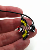 European Goldfinch Artisan Necklace On Adjustable Black Cord