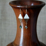 Off White And Copper Color Dangle Earrings