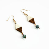 Off White And Copper Color Dangle Earrings