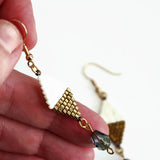 Off White And Copper Color Dangle Earrings