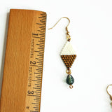 Off White And Copper Color Dangle Earrings